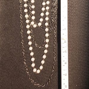 Long faux pearl necklace